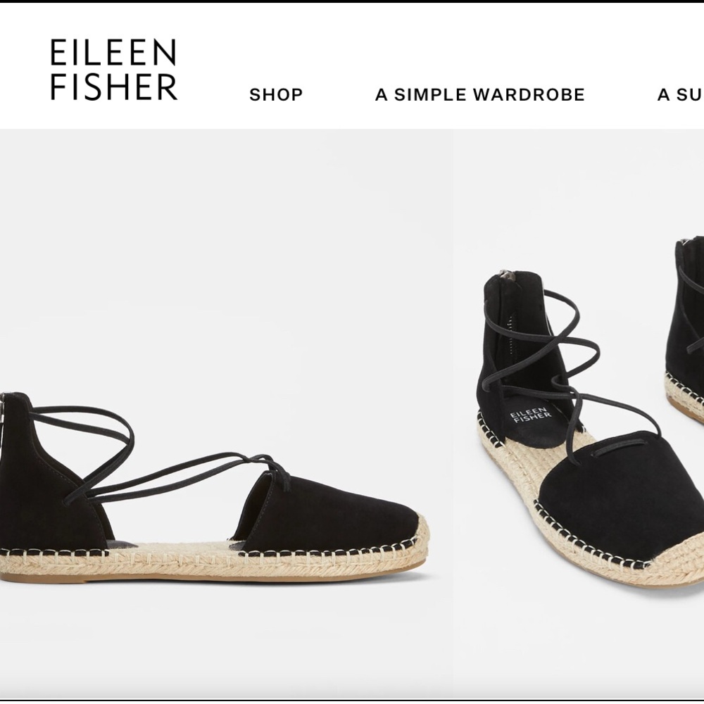 Eileen Fisher Black Espadrille Sandals